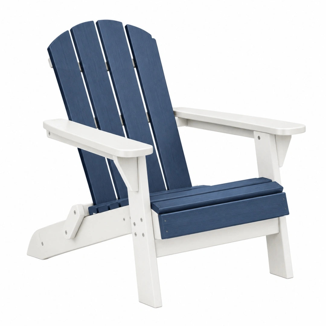 Adirondack Gartenstuhl 80 x 76 x 97 cm Kunststoff Blau Weiß mit breiten Armlehnen