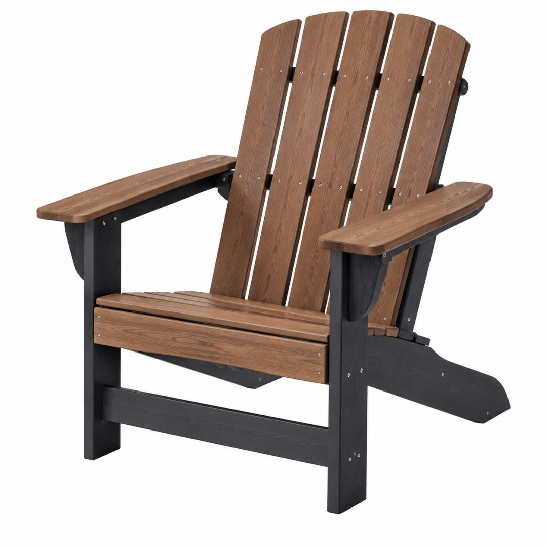 Adirondack Gartenstuhl 89 x 76 x 97 cm Holz Braun Schwarz mit breiten Armlehnen