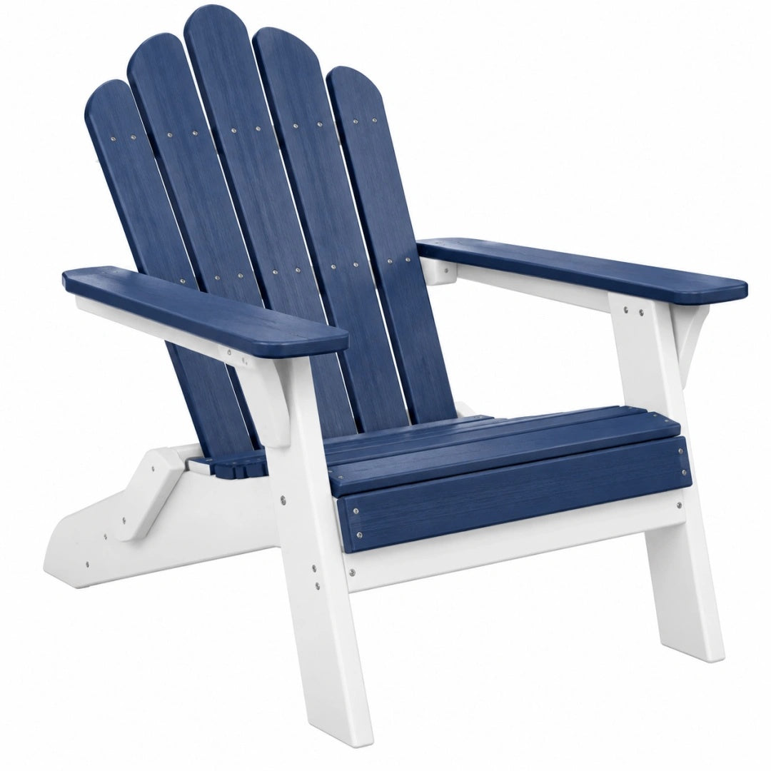 Adirondack Gartenstuhl 86 x 78 x 98 cm aus lackiertem Holz Blau Weiß mit breiten Armlehnen