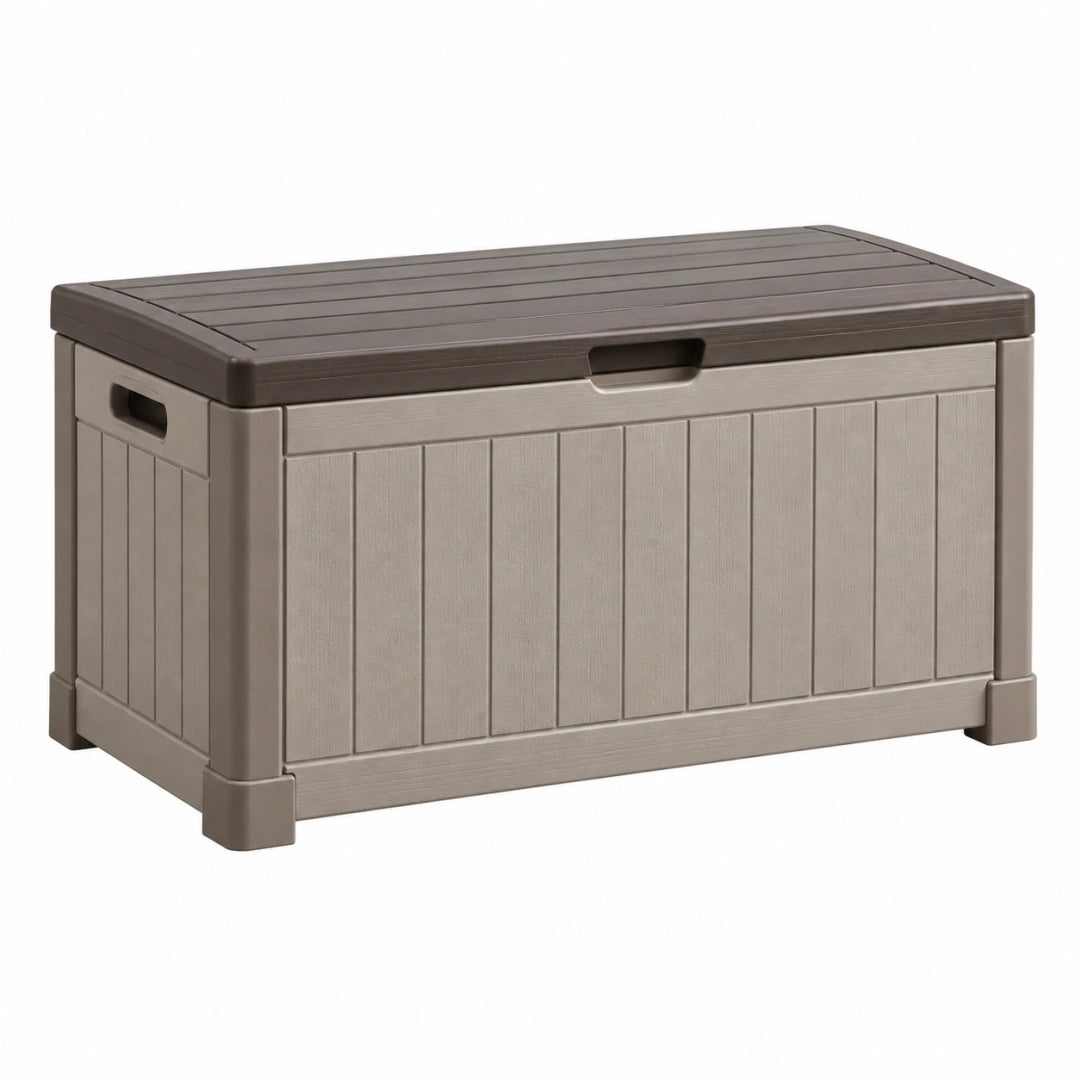 Garten-Aufbewahrungsbox 116 x 64 x 57 cm Kunststoff Taupe mit Deckel