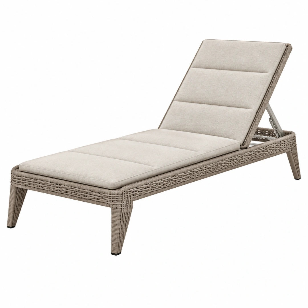 Sonnenliege 200 x 70 x 35 cm Geflecht Beige mit verstellbarer Rückenlehne für Außenbereich