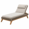 Gartenliege 200 x 75 cm aus Holz und Seilgeflecht in Beige mit gepolsterter Liegefläche