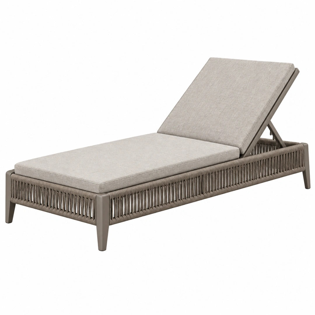 Gartenliege 200 x 75 x 35 cm in Taupe mit Metallgestell und verstellbarer Rückenlehne
