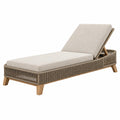 Gartenliege 200 x 75 x 88 cm Beige Braun mit Holzgestell Geflecht und verstellbarer Rückenlehne