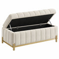 Sitzbank 150 cm mit Stauraum Textil Beige Gold gepolstert