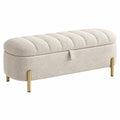 Sitzbank mit Stauraum 100 x 40 x 45 cm Bouclé Creme mit Metallbeinen - gepolstert