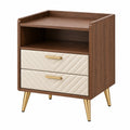 Nachttisch 60 x 40 x 65 cm Holzwerkstoff Braun/Creme mit 2 Schubladen Modern