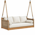 Hängesofa 150 x 80 x 170 cm aus Holz und Seil in Beige Naturbraun im Boho-Stil